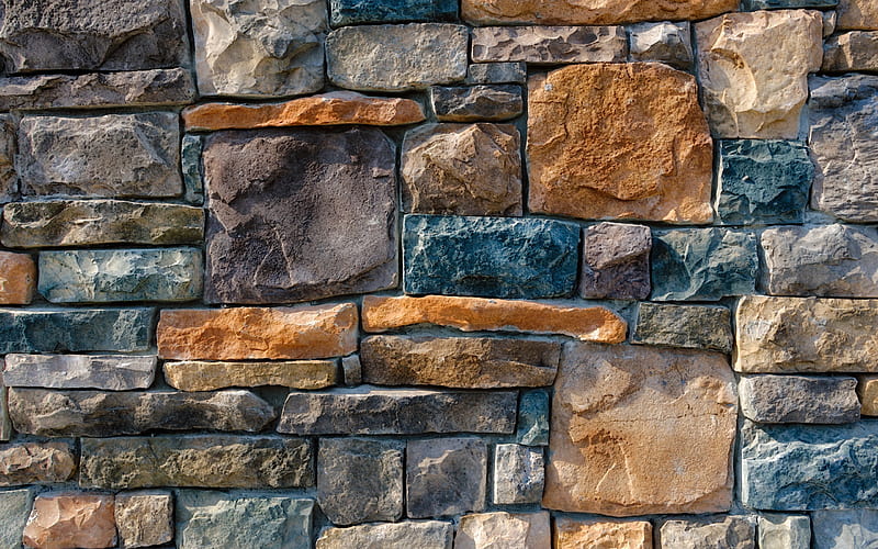 colorful stone wall, decorative rock, colorful brickwall, stone textures, colorful grunge background, colorful stones, macro, stone backgrounds, colorful backgrounds, HD wallpaper