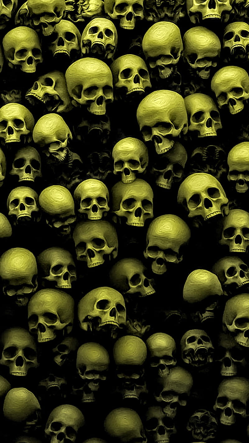 Yellow skulls, demons, skulls, HD phone wallpaper