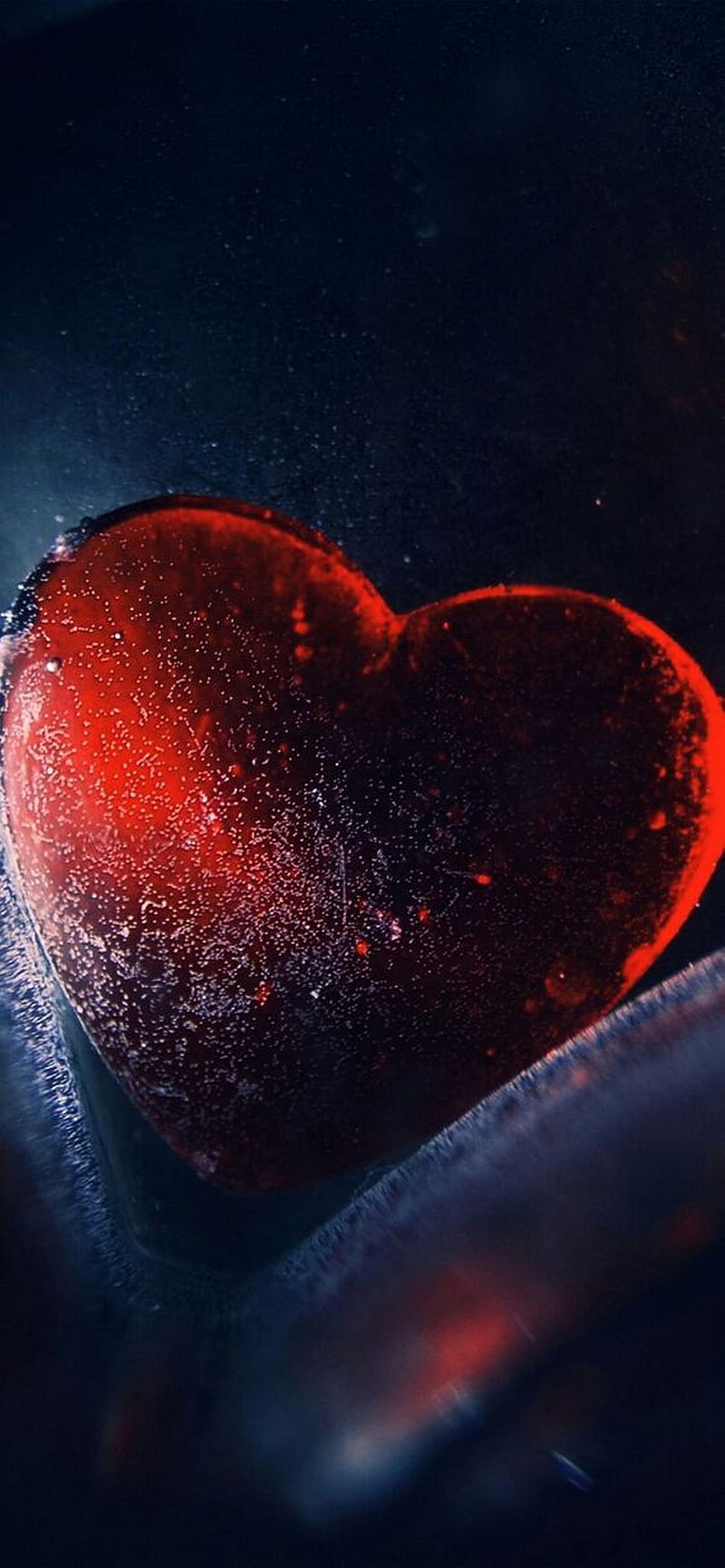 love, black, blue, dark, heart, ice, red, HD phone wallpaper