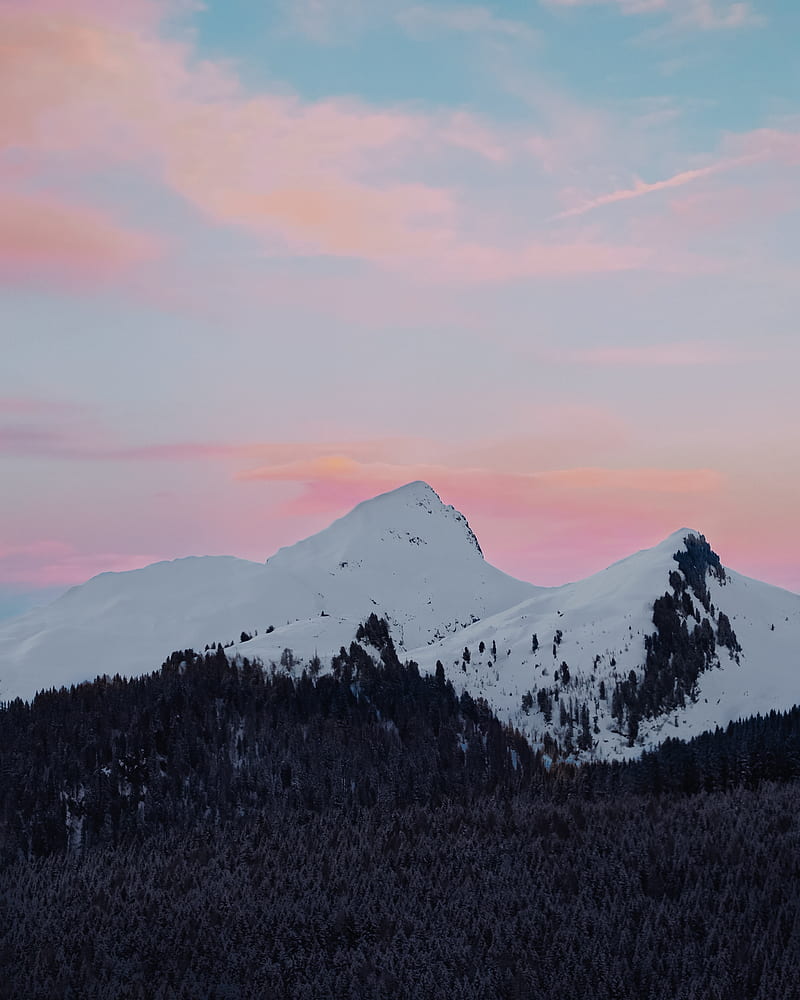 mountains, peak, snowy, mountain landscape, sky, HD phone wallpaper