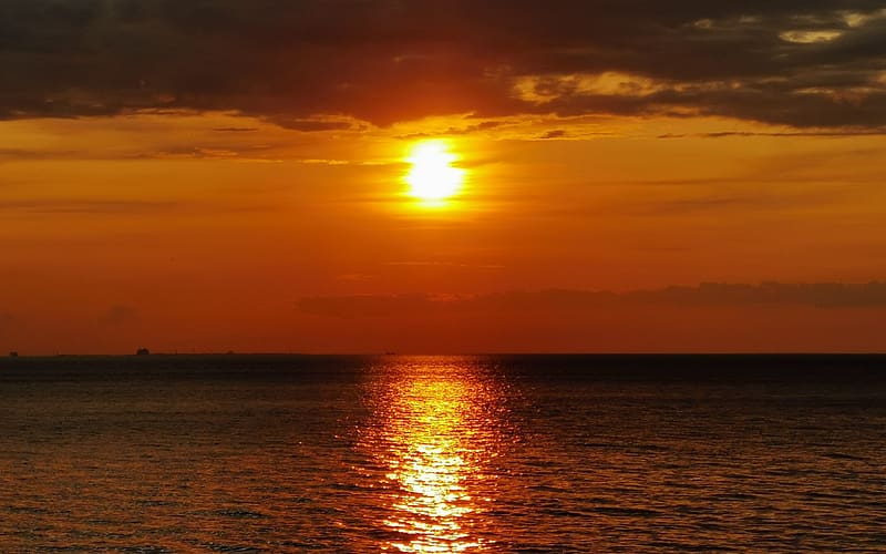 The Gulf of Finland, Water, Sunset, Finland, Sea, HD wallpaper
