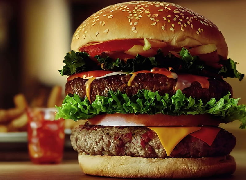 Wallpaper Burger Funny, Burger, Pizza, Fast Food, Cheeseburger, Background  - Download Free Image