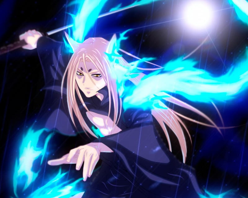 a close-up of a person with a purple and blue background full of lightning,  glowing black aura, evil aura, 8k anime, an epic anime of a being with  lightning powers - SeaArt
