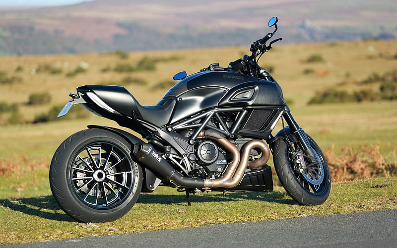 Ducati Diavel, black Ducati, black motorcycle, cool bikes, HD wallpaper
