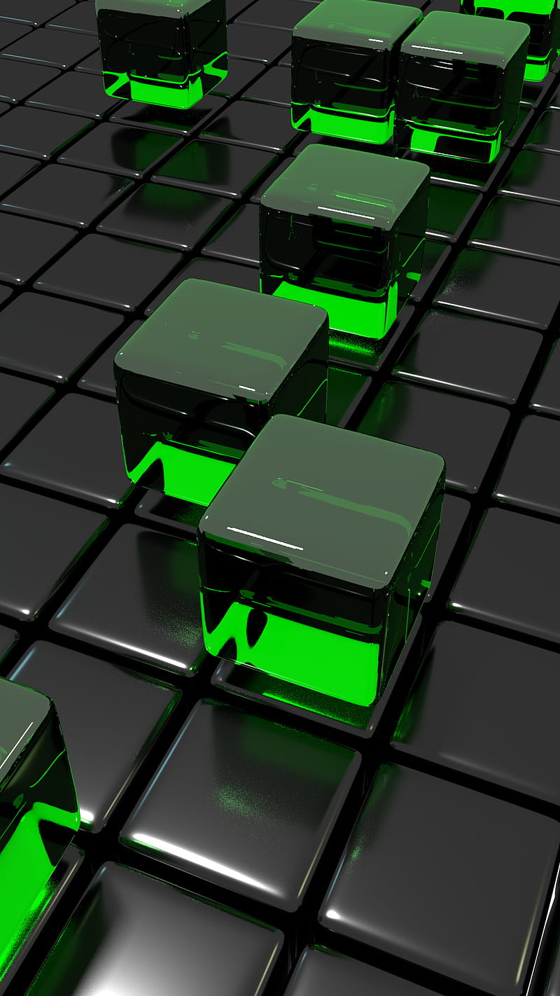 Cube Grid Green, cubes, glass, pattern, shiny, simple, sleek, HD phone wallpaper