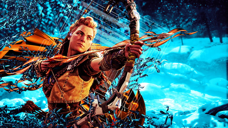 Aloy In Blue Background Horizon Forbidden West, HD wallpaper