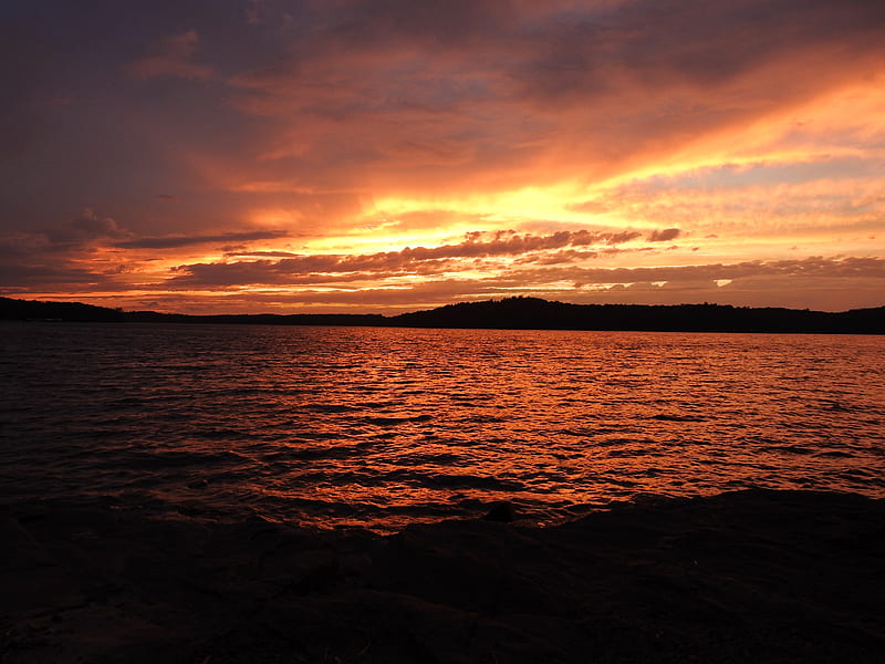 Beautiful Sunset , Canada, Canada, Clouds, Sky, Eels Lake, Lake, graphy, Sunset, Nature, HD wallpaper