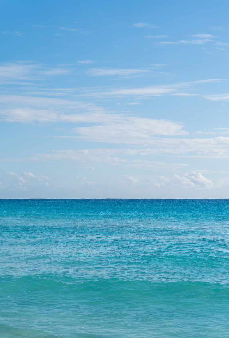 horizon, sky, sea, ocean, blue, HD phone wallpaper