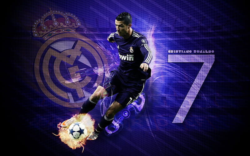 Cristiano Ronaldo, fan art, cr7, football stars, fire, Real Madrid, footballers, HD wallpaper