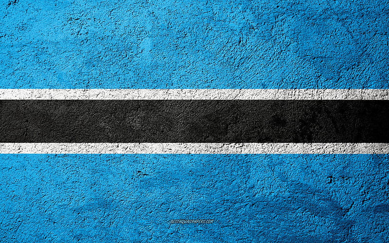 Flag of Botswana, concrete texture, stone background, Botswana flag, Africa, Botswana, flags on stone, HD wallpaper
