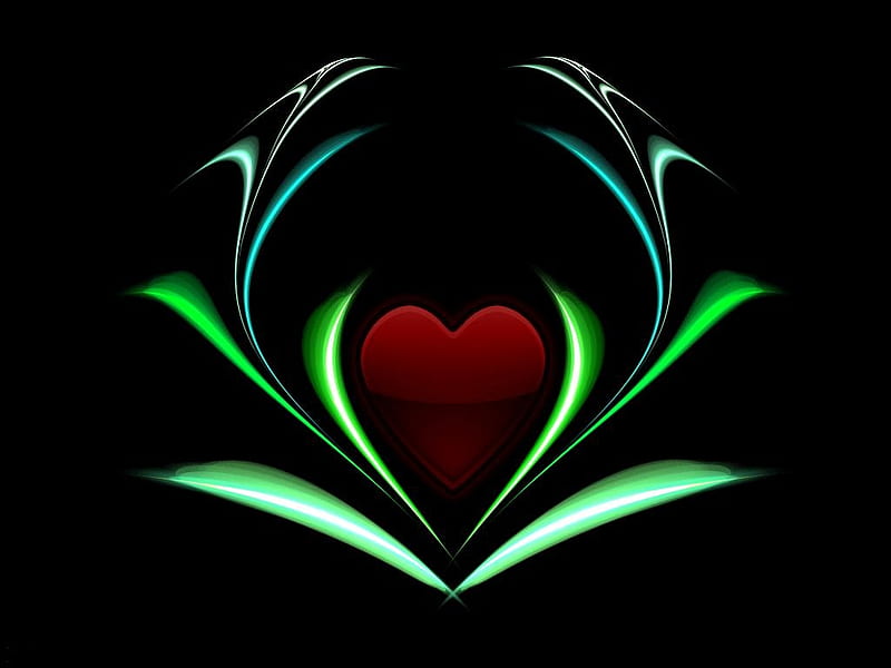 Red Heart, red, 3d, green, love, heart, black, abstract, HD wallpaper |  Peakpx