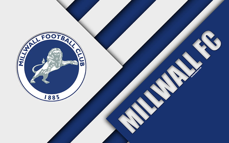 Millwall FC, logo blue white abstraction, material design, English football club, London, England, UK, football, EFL Championship, HD wallpaper