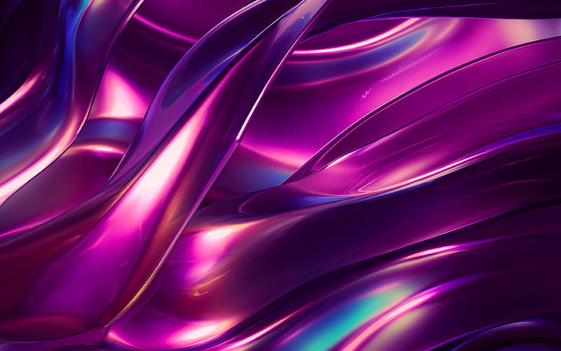 purple abstract waves, 3D art, abstract art, purple wavy background, abstract waves, creative, purple backgrounds, waves textures, purple 3D waves, HD wallpaper
