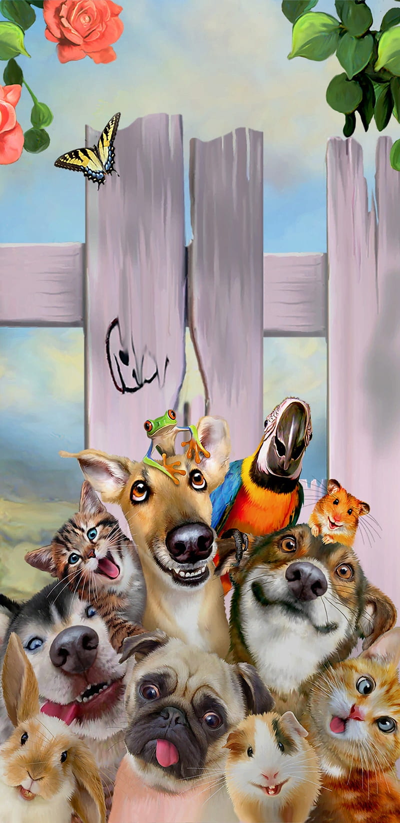 Crazy Animal Selfie, cat, dog, funny, pug, HD phone wallpaper | Peakpx