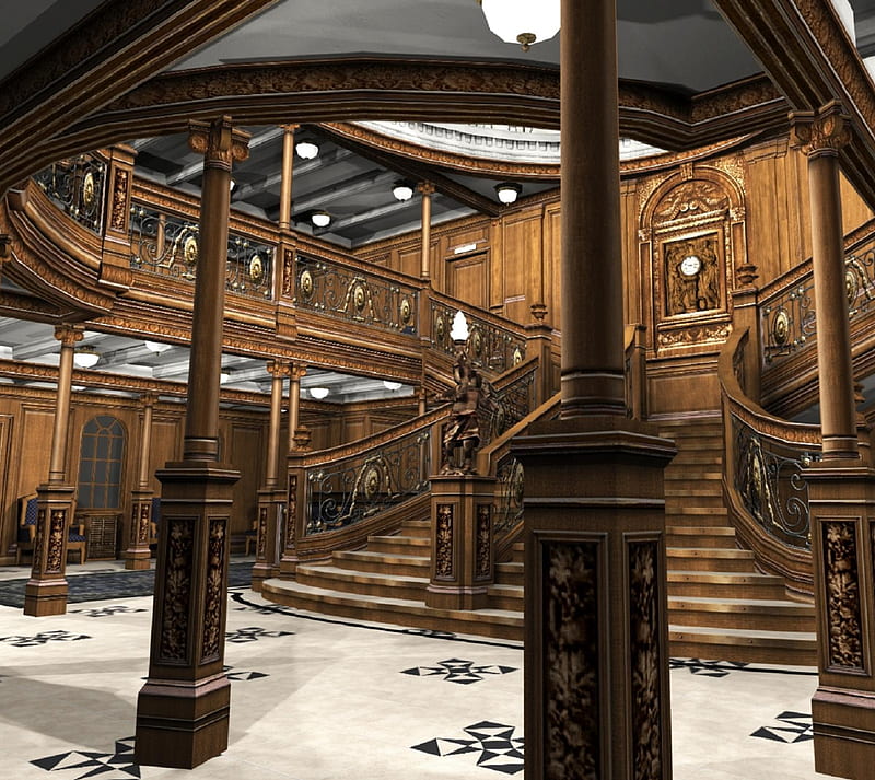 The Grand Staircase, movie, ship, stairs, titanic, HD wallpaper