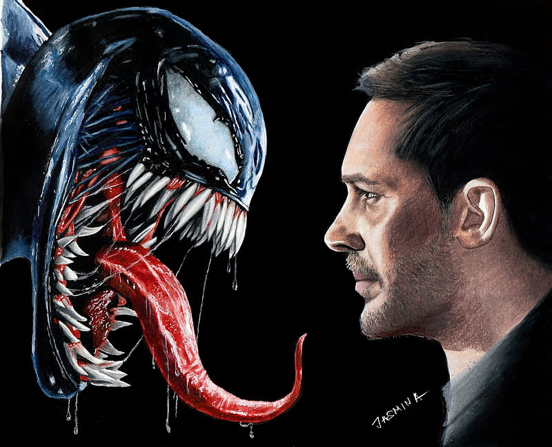 Venom And Tom Hardy, venom, tom-hardy, artwork, superheroes, , digital-art, HD wallpaper