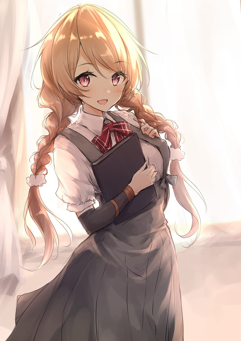 minegumo, kantai collection, blonde, braid, cute, Anime, HD phone wallpaper minegumo, kantai collection, blonde, braid, cute, Anime, HD phone wallpaper