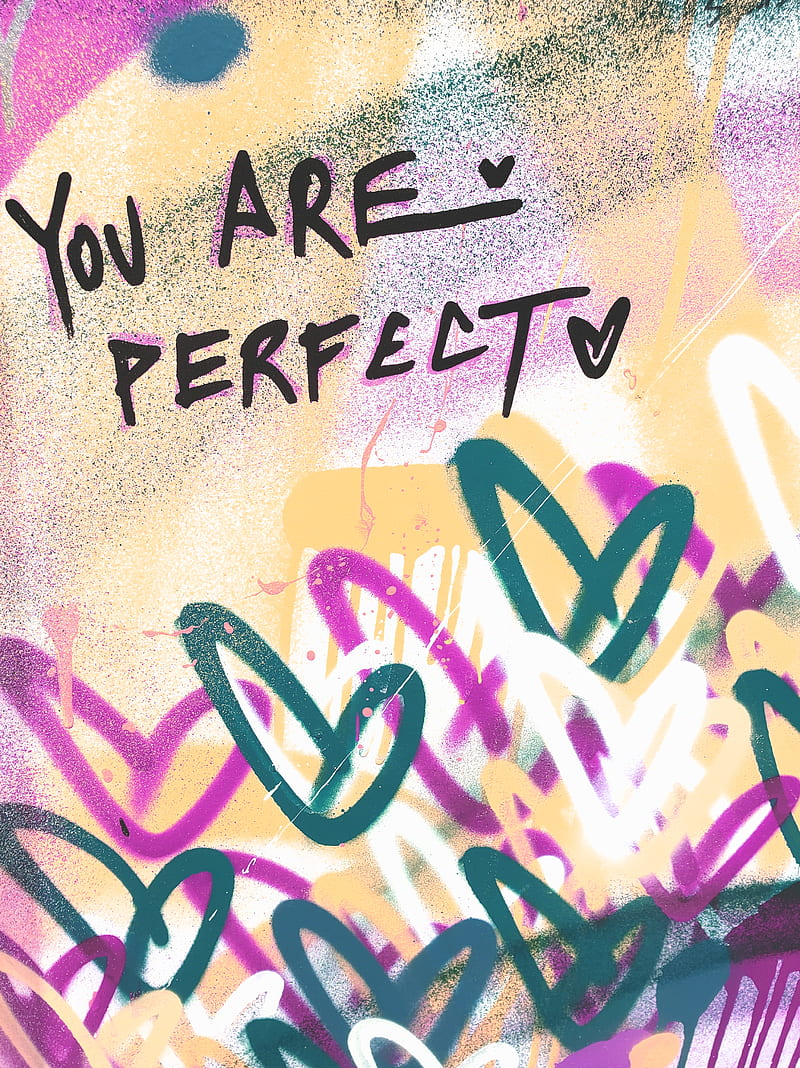 You are perfect, green, corazones, orange, pastel, perfection, pink ...