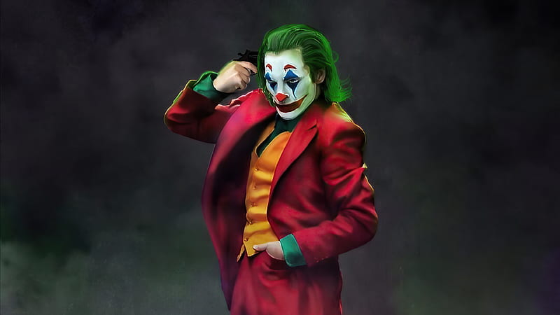Joker On Head Gun Point, joker, superheroes, artwork, artist, artstation, HD wallpaper