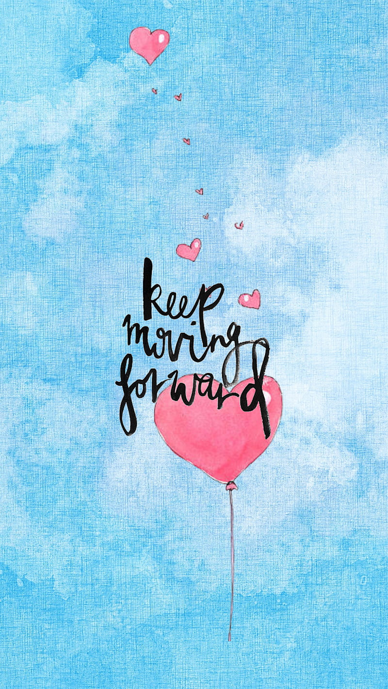 Moving Forward, ballons, baloon, blue, forwards, heart, corazones, keep moving forward, pink, water color, HD phone wallpaper