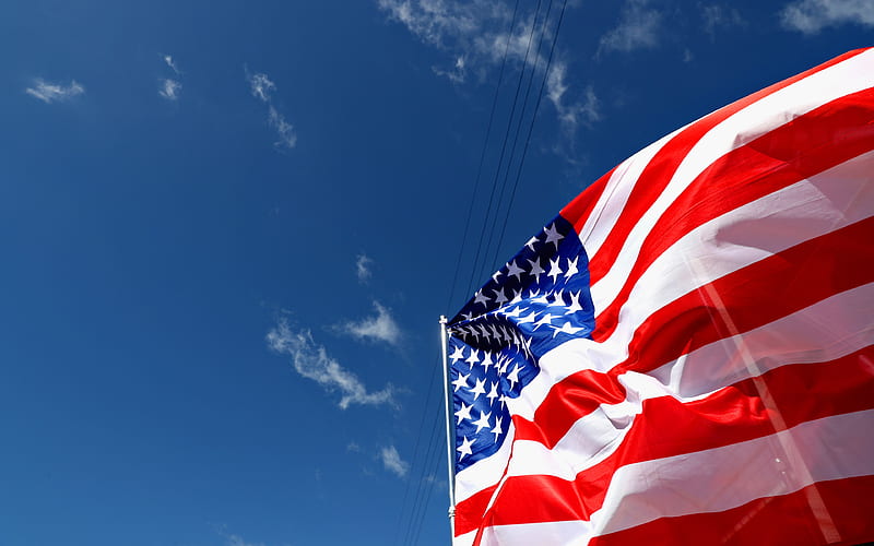 American flag USA flag, blue sky, flag of America, flagpole, flag of USA, US flag, HD wallpaper
