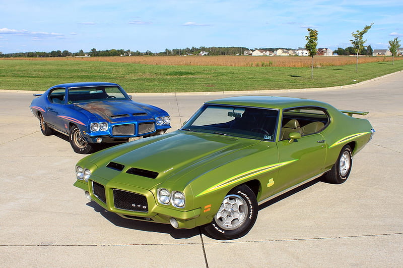 Which 1971 Pontiac GTO Judge Do You Prefer: Restored or Original?, Pontiacs, Classic, Blue, Green, HD wallpaper