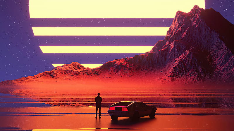 Delorean Retro Vibes , delorean, retro, artist, artwork, digital-art, HD wallpaper