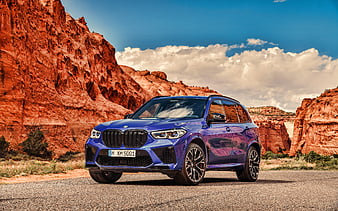 BMW X5M, dasert, F85, 2019 cars, SUVs, blue x5, 2019 BMW X5M, german cars, BMW, HD wallpaper