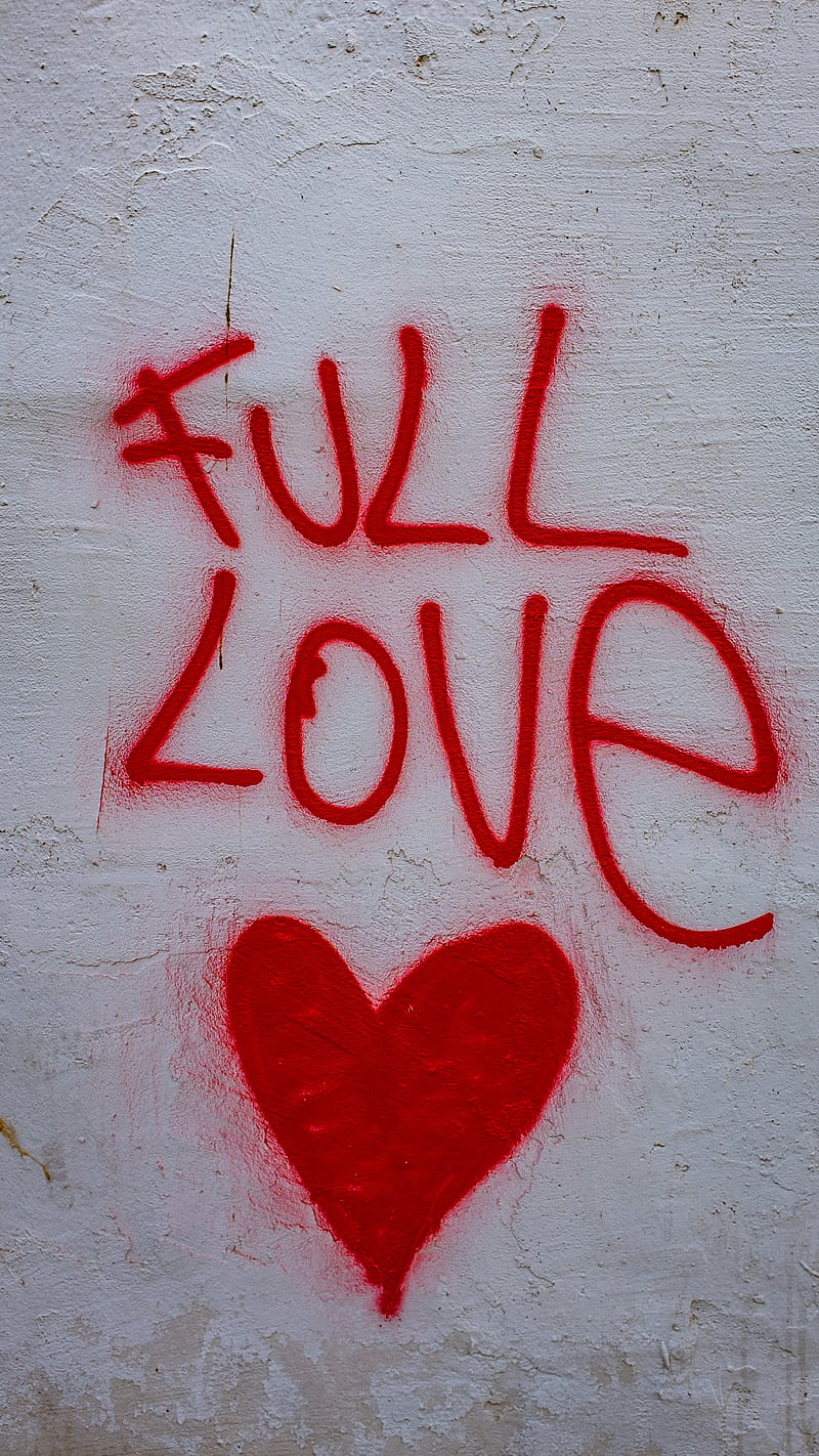 love, heart, words, wall, HD phone wallpaper