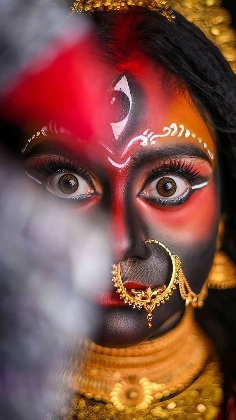 Kali Mata Ki , Half Face, goddess, maa kali, HD phone wallpaper