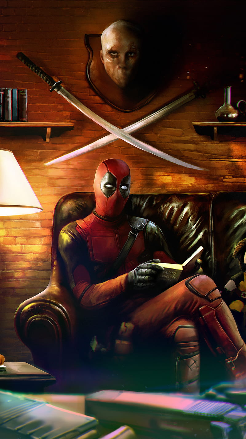Deadpool, art, fantasy, funny, hero, marvel, wall, x-men, HD phone wallpaper