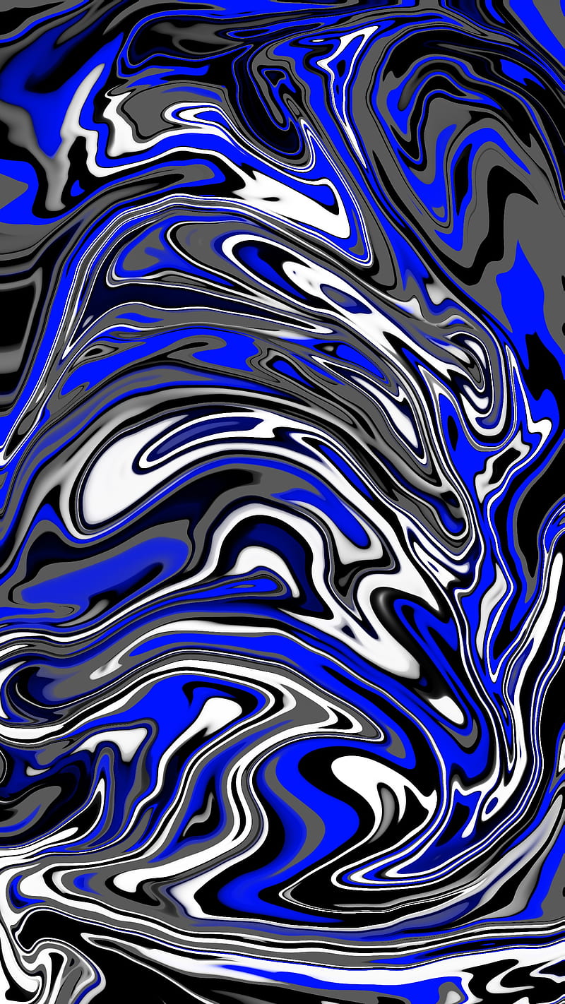 Blue and black, abstraction, acrylic, fluid, liquid, oil, texture, water, wave, HD phone wallpaper