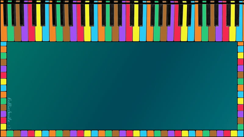 Piano Keys Border II -Teal & Blue, border, colorful, keys, frame, notes, naturals, sharps, upright piano, flats, musical notes, keyboard, keyboards, music, piano, key, border1ine, musica1, pianoforte, HD wallpaper