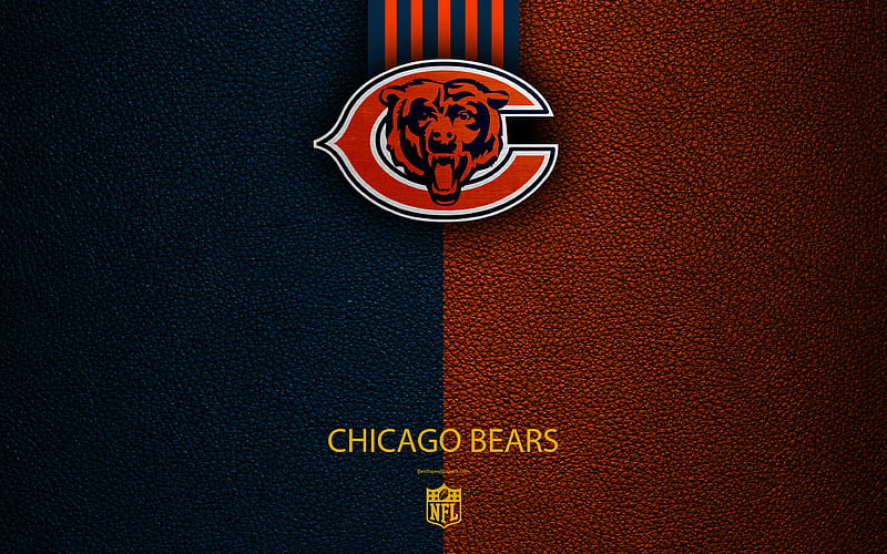 Chicago Bears American football, logo, emblem, Chicago, Illinois, USA, NFL, blue orange leather texture, National Football League, Northern Division, HD wallpaper