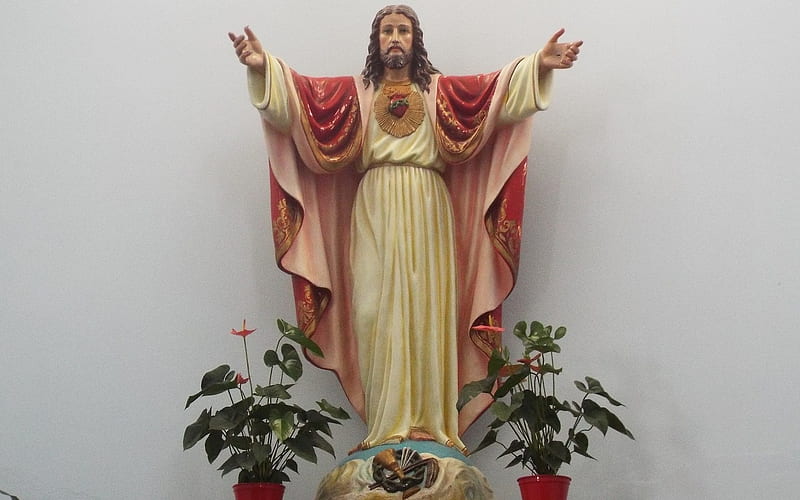 Sacred Heart, Jasus, Christ, statue, HD wallpaper