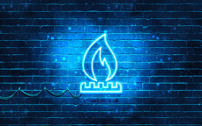 Natural Gas neon icon blue background, neon symbols, Natural Gas, neon icons, Natural Gas sign, ecology signs, Natural Gas icon, ecology icons, HD wallpaper