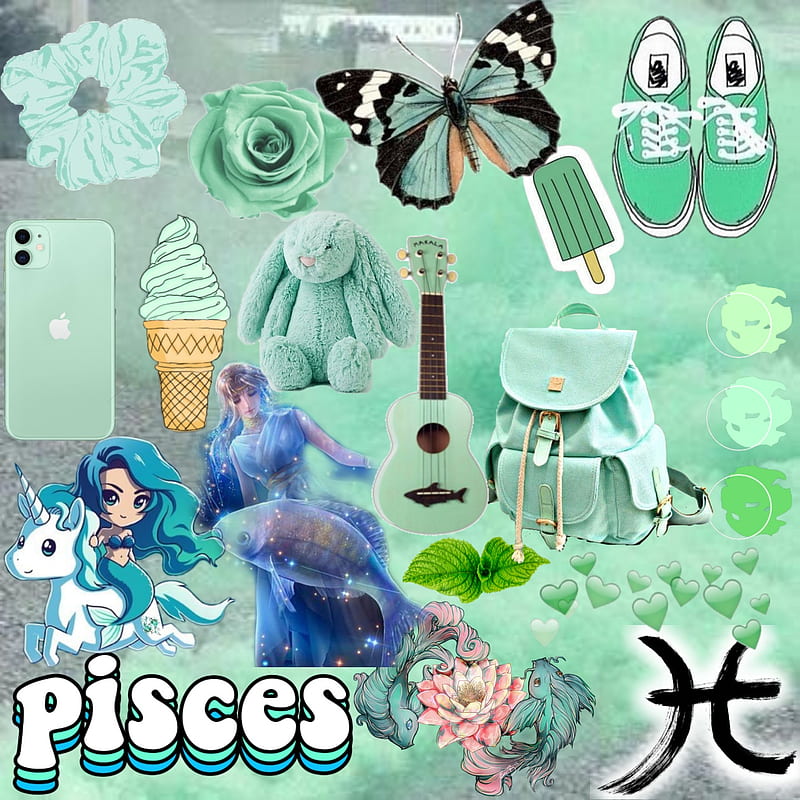 pisces mint, mint, pisces, zodiac, HD phone wallpaper