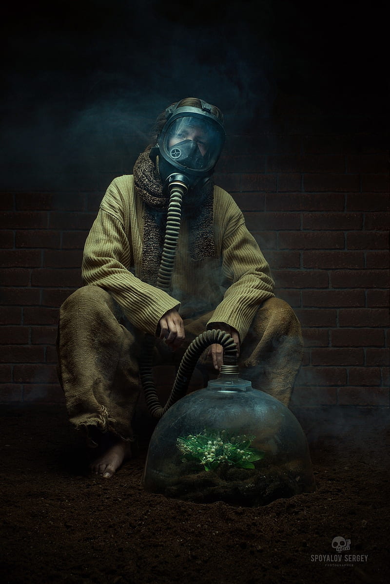 Sergey Spoyalov, apocalyptic, men, , gas masks, HD phone wallpaper