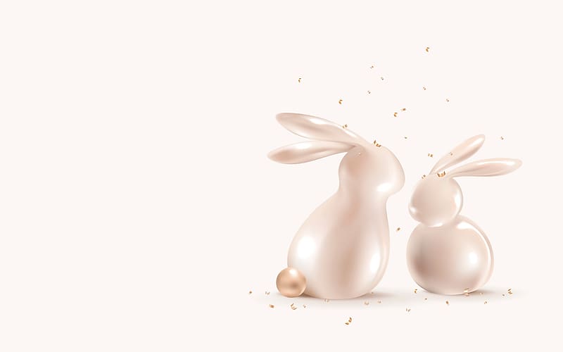 Happy Year of the Rabbit!, couple, bunny, chinese zodiac, year of the rabbit, pearl, HD wallpaper