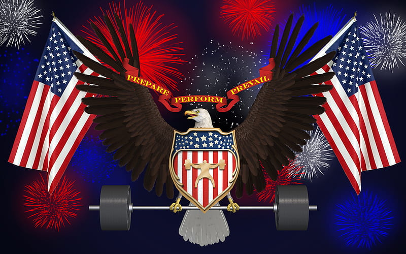 Weight Lifting, eagle, weight, usa, flags, HD wallpaper