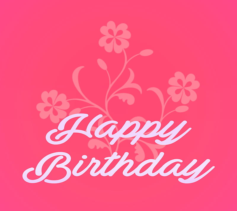 Happy Birtay, abstract, flower, pink, text, HD wallpaper