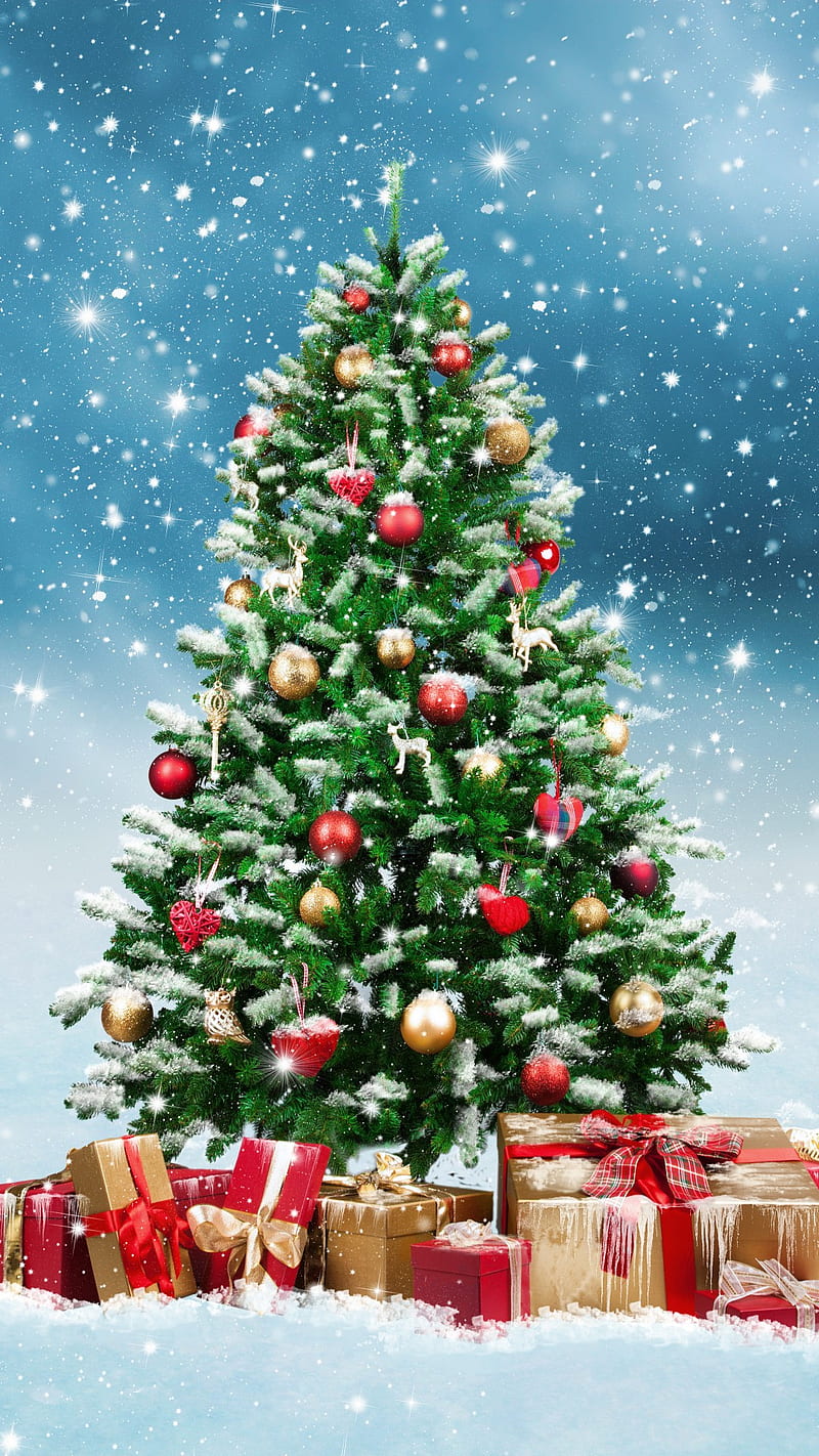 Christmas Tree december, decorated, gifts holidays, HD phone wallpaper