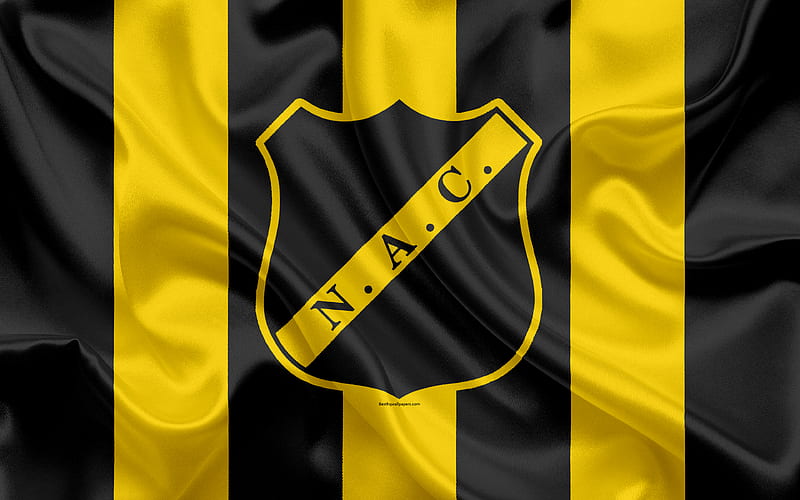 NAC Breda Dutch football club, logo, emblem, Eredivisie, Dutch football championship, Breda, Netherlands, silk texture, Breda FC, HD wallpaper