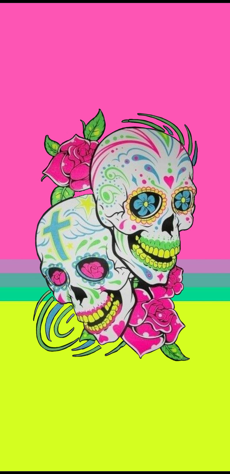 Sugar sugar bright colorful love neon skulls sugar skull HD phone  wallpaper  Peakpx