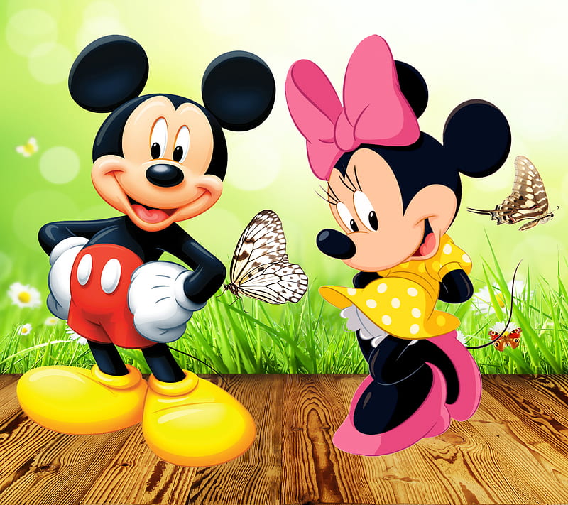 Minnie Mouse With Background Of Pink And White Circles Minnie Mouse, HD ...
