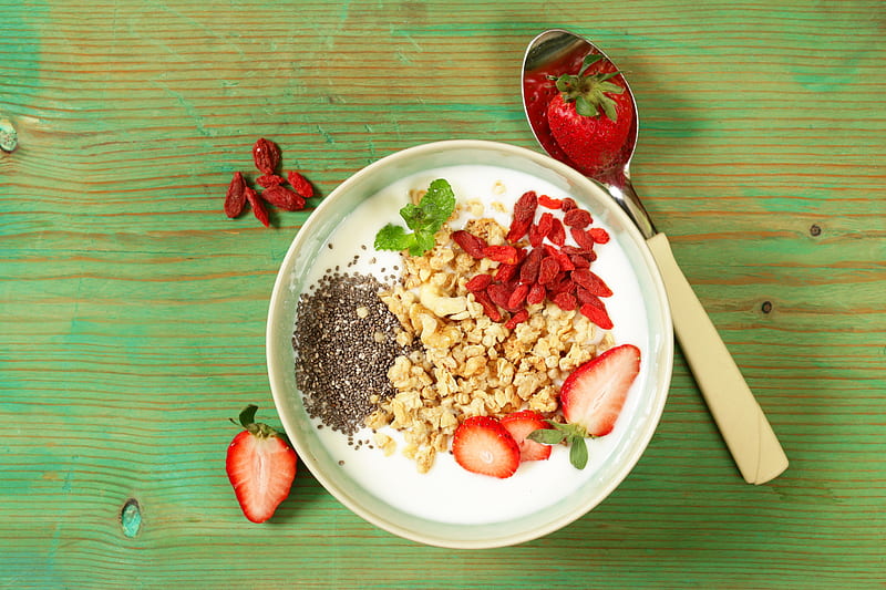 Food, Breakfast, Berry, Muesli, Yogurt, HD wallpaper