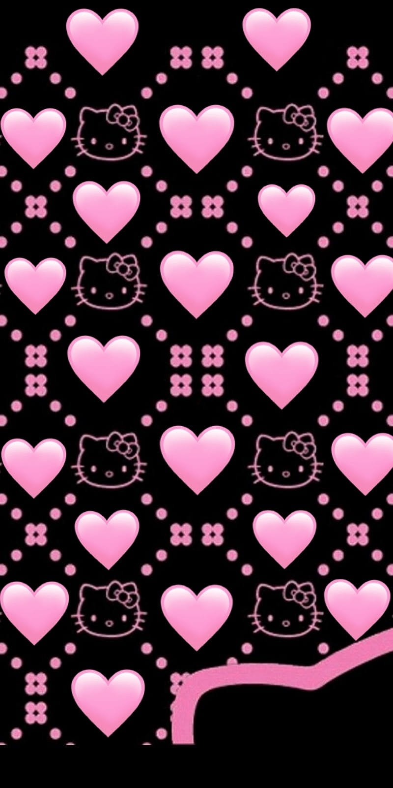Hello kitty , black, corazones, hello kitty, love, pattern, pink, HD phone wallpaper
