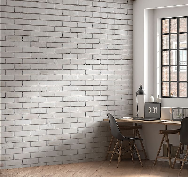 White Faded Brick Mural, Peel and Stick , Giffywalls, White Delight, Wallapper for walls, Self adhesive , Removable wallpaepr, HD wallpaper