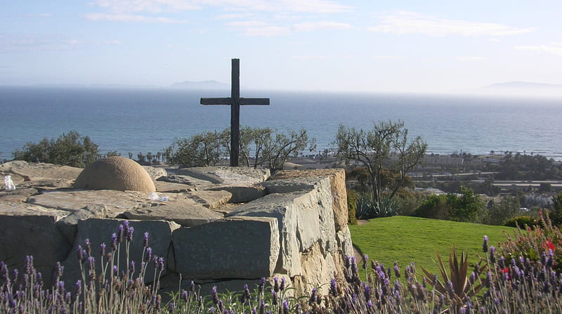 Happy Easter (Serra Cross), Easter, Serra, Sky, California, Cross, Ventura, Ocean, HD wallpaper