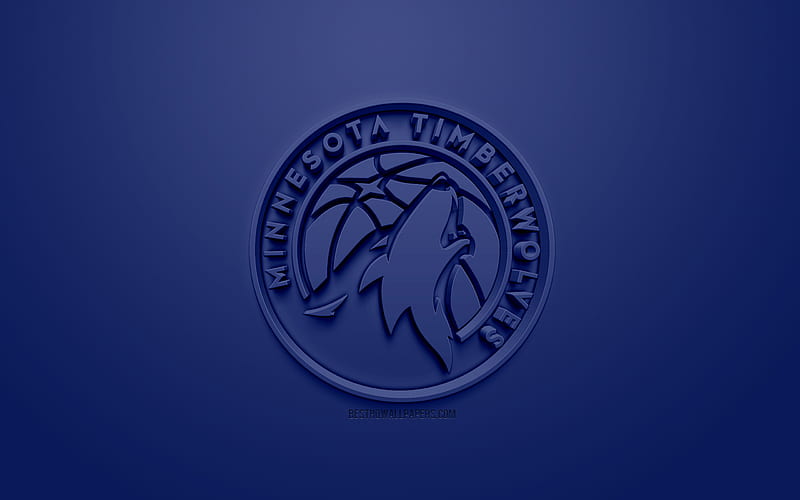 Minnesota Timberwolves, creative 3D logo, blue background, 3d emblem, American basketball club, NBA, Minneapolis, Minnesota, USA, National Basketball Association, 3d art, basketball, 3d logo, HD wallpaper